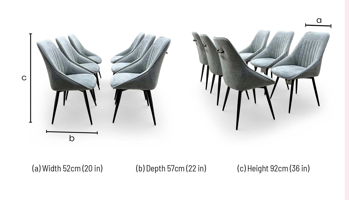'Crete' Ceramic Top 180cm Large Extending Dining Table with Dark Grey Set of 6 Swivel Dining Chairs Furniture Village