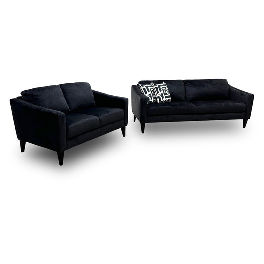 'Oslo' Black Vogue Italian Velvet 3 + 2 Seater Sofa Set