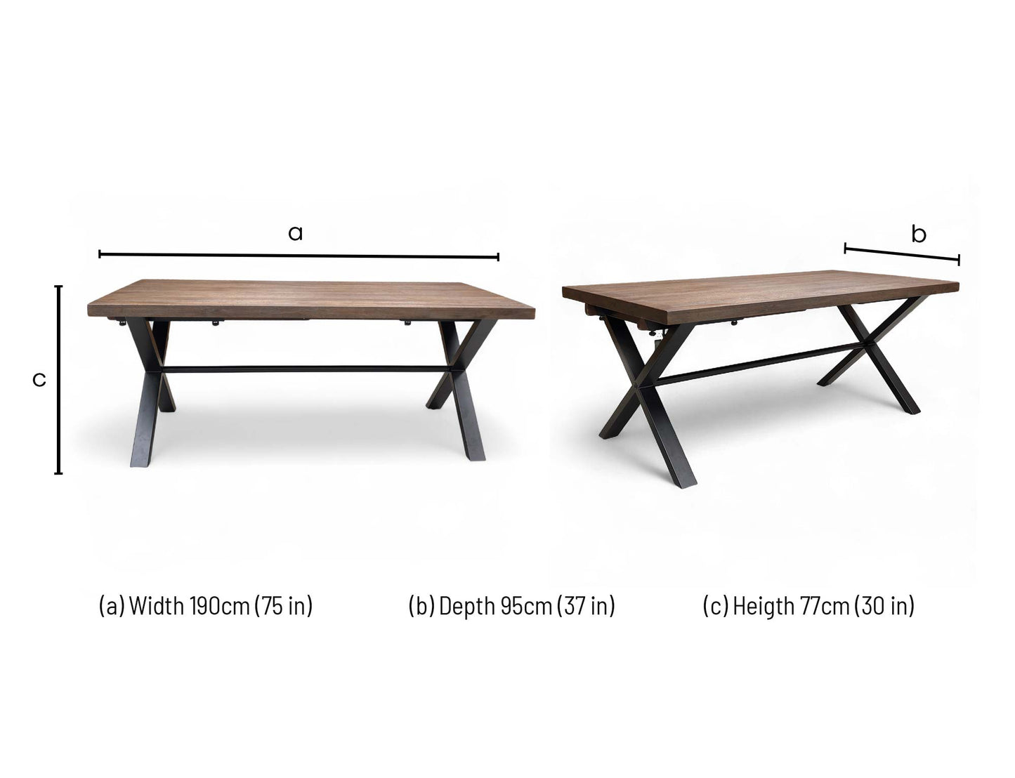 'Mars' Solid Oak 190cm Dining Table