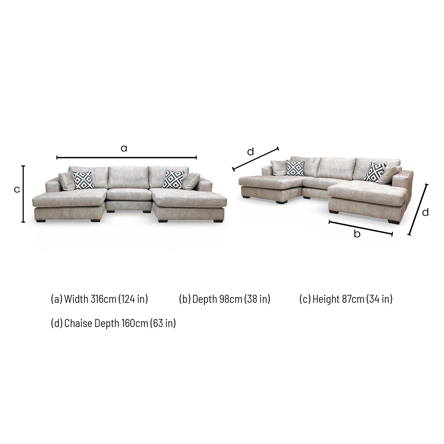 ‘Larry’ Infinity Pearl Grey Velvet Double Ended Chaise Sofa
