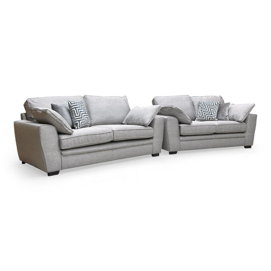 'Chalfont' Novak Grey Soft Tight Weave Fabric 3 + 2 Seater Sofa Set