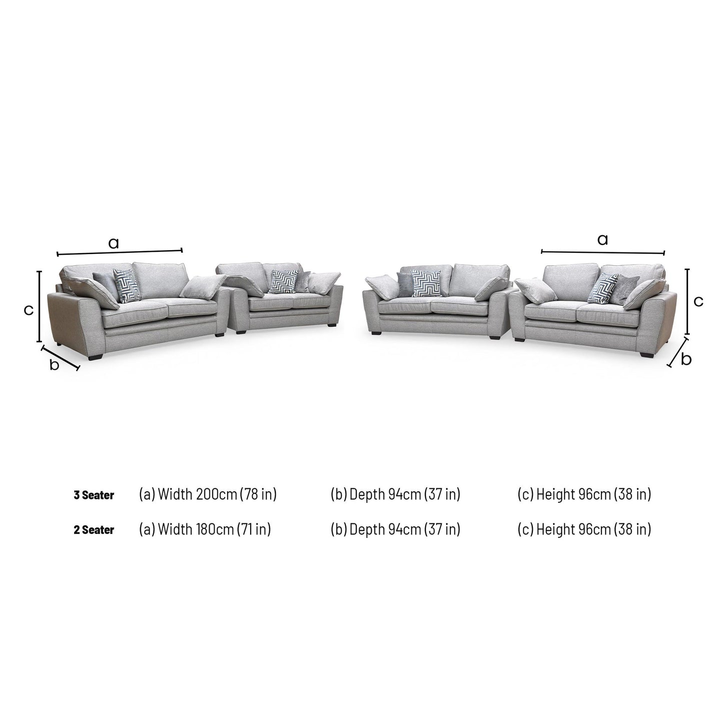 'Chalfont' Novak Grey Soft Tight Weave Fabric 3 + 2 Seater Sofa Set - product photo 5
