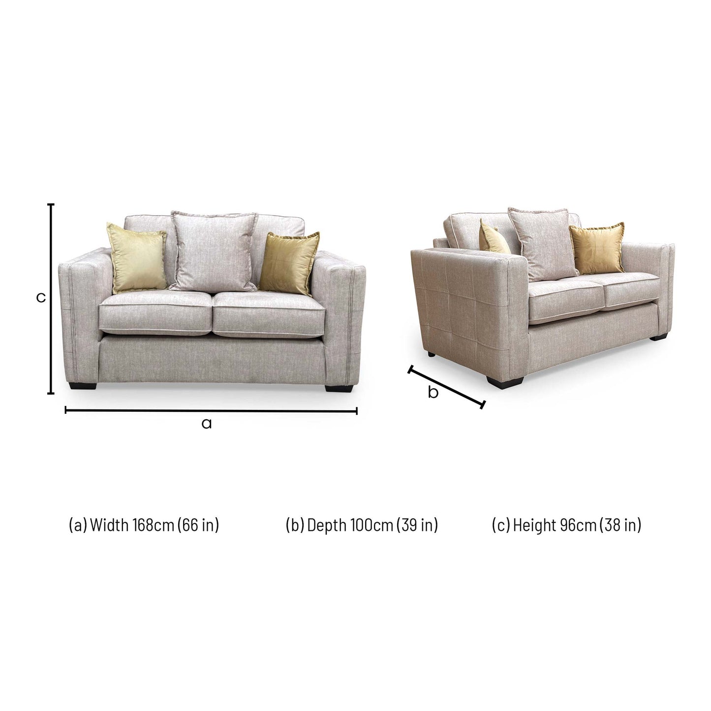 'Chelsea' Beige Vogue Velvet Formal Back 2 Seater Sofa