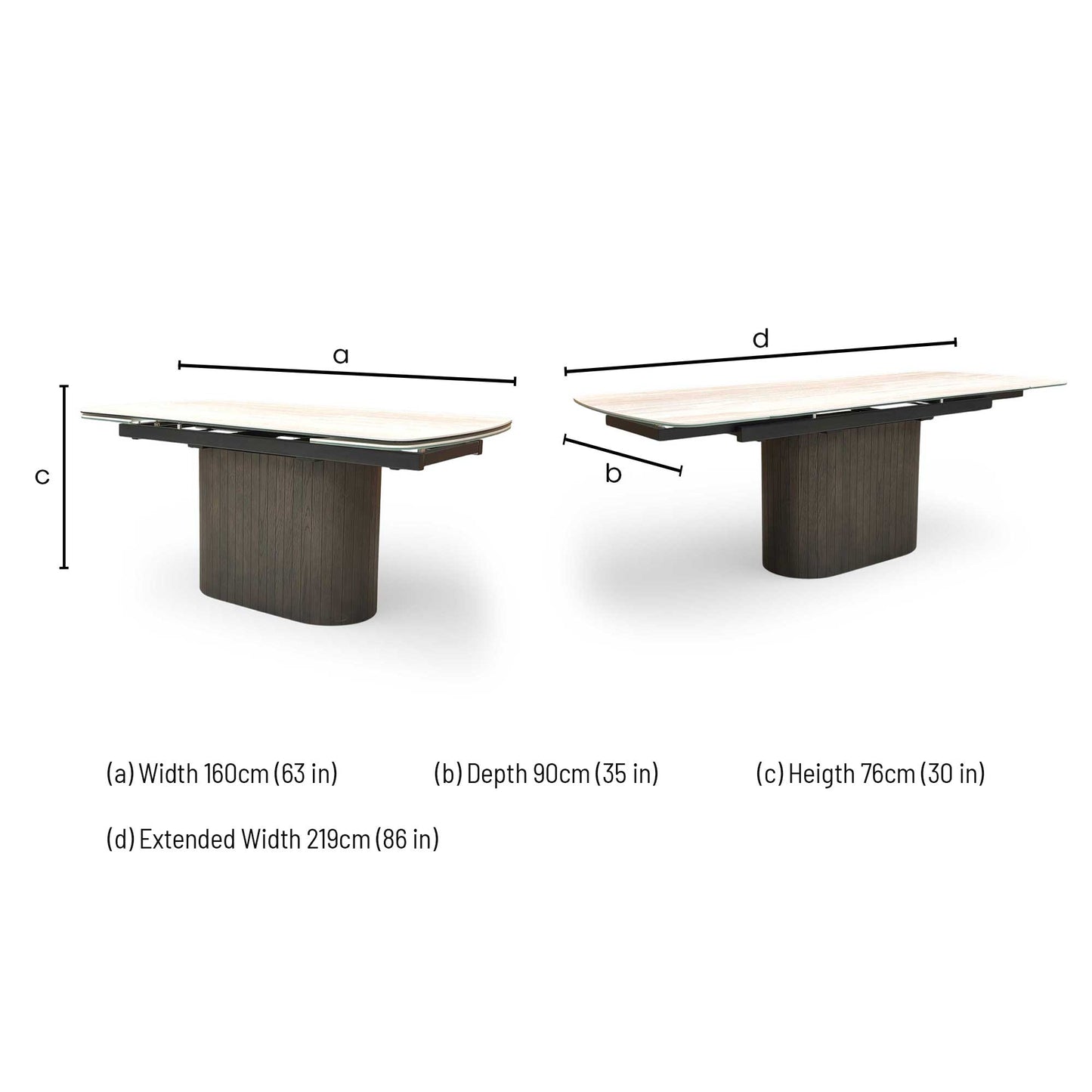‘Tiber’ Travertine Ceramic Top 160cm Draw Leaf Extending Dining Table