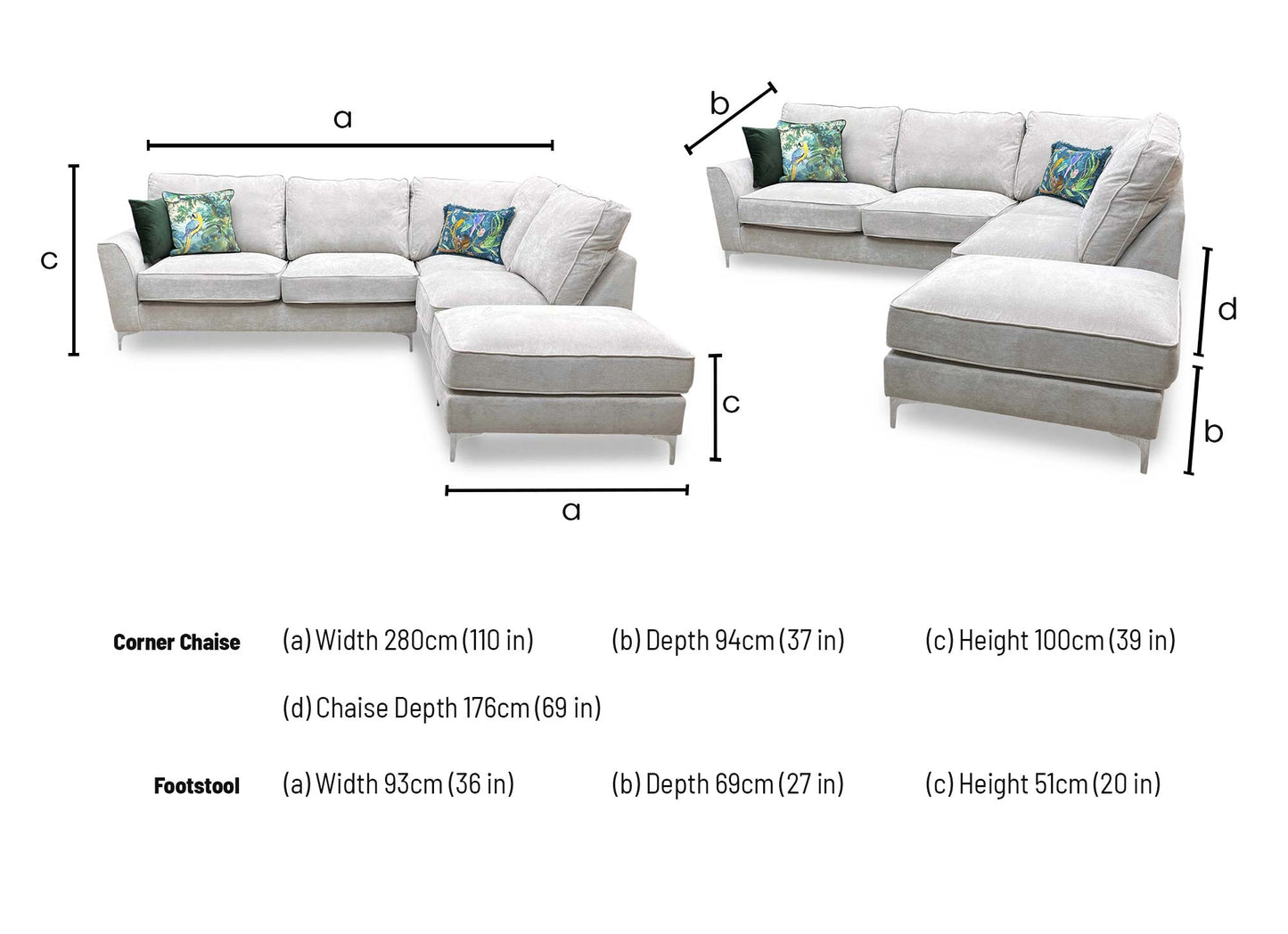 'Legend' Kingston Silver Fabric Right Hand Facing Classic Back Corner Sofa