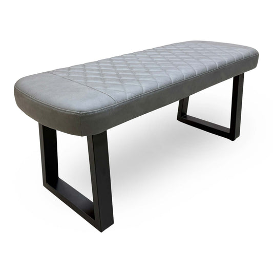 Full View ‘Venus’ contemporary low dining bench, beautifully upholstered in a durable Grey faux leather with a clean, armless linear profile.