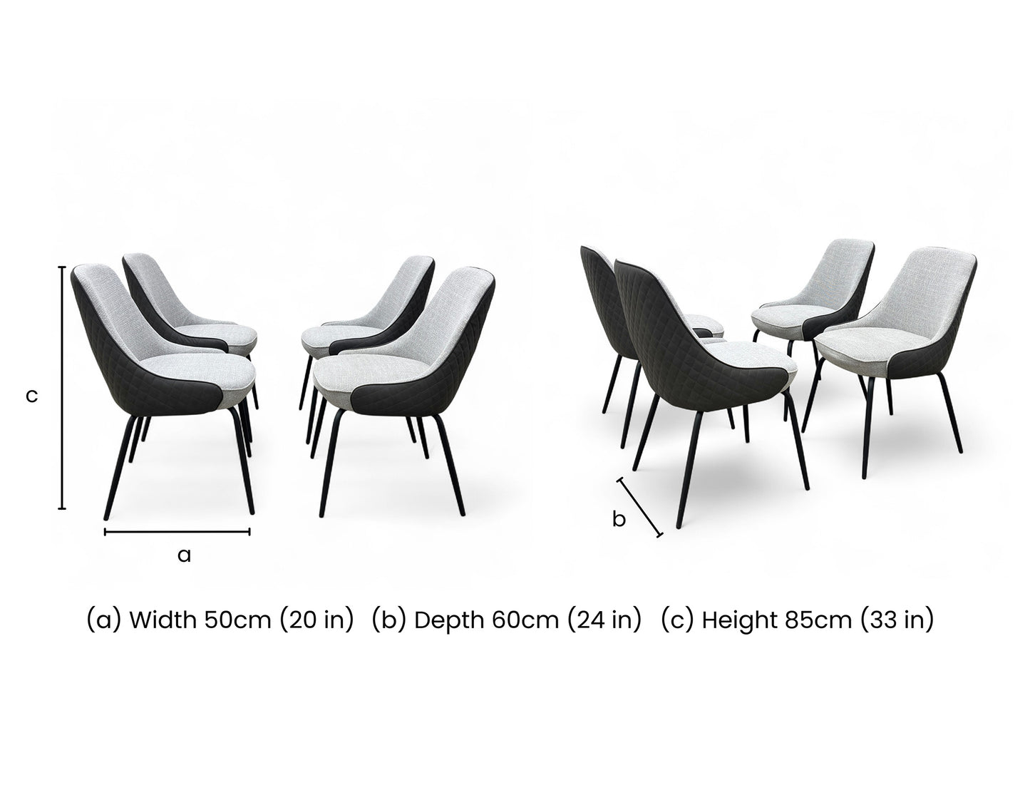 'Sadia' Grey Combination Dual Material Dining Chairs - Set of 4 Direct From Manufacturer