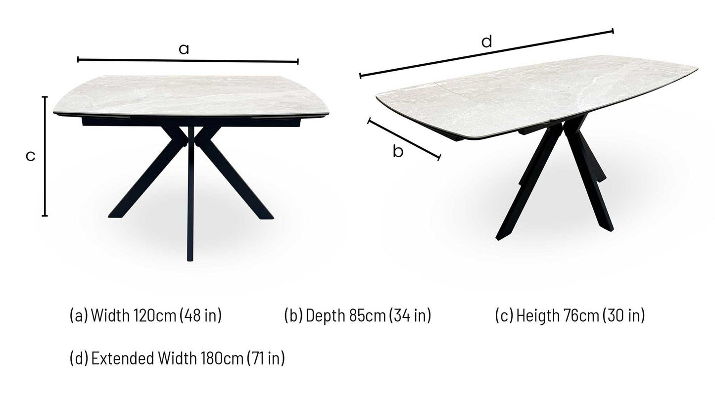 ‘Quattro’ Ceramic Top Extending Draw Leaf Table