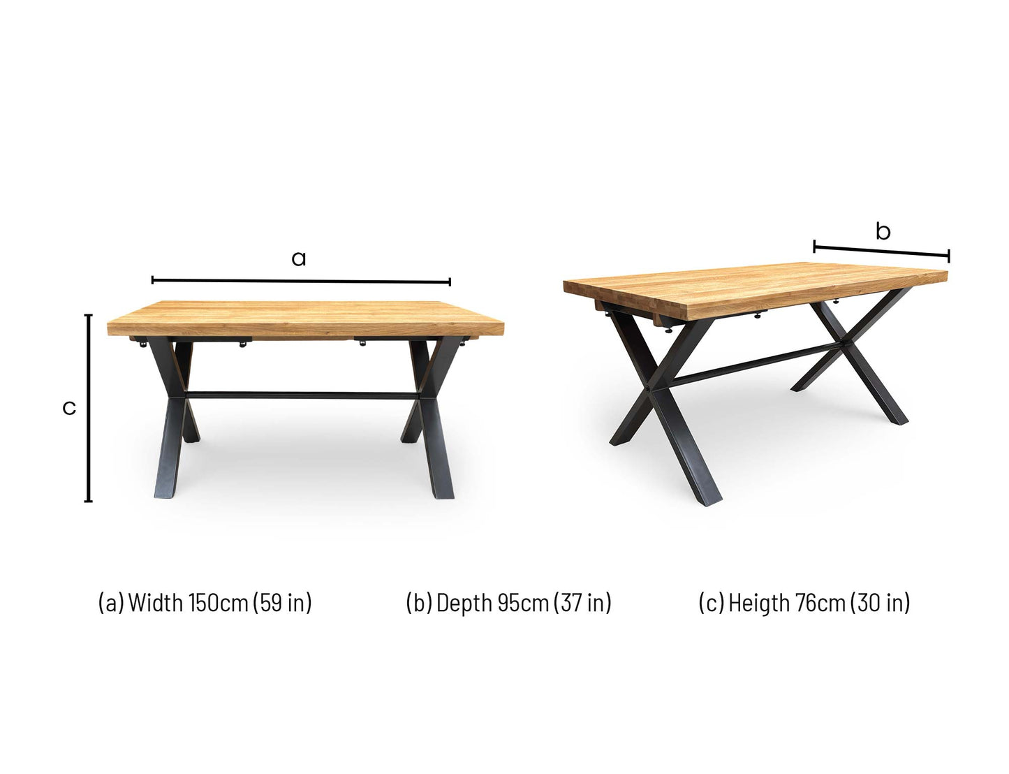 ‘Earth’ Solid Oak 150cm Fixed Dining Table