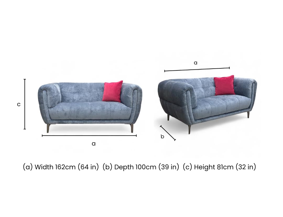 'Sienna' Hudson Ocean Blue 25315 Fabric 2 Seater Sofa