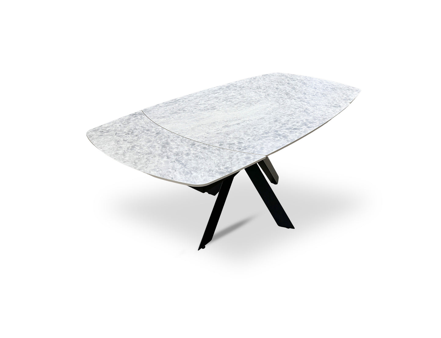 ‘Warrior’ Crystal White Sintered Stone Extending Dining Table
