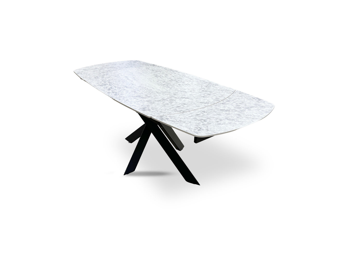 ‘Warrior’ Crystal White Sintered Stone Extending Dining Table