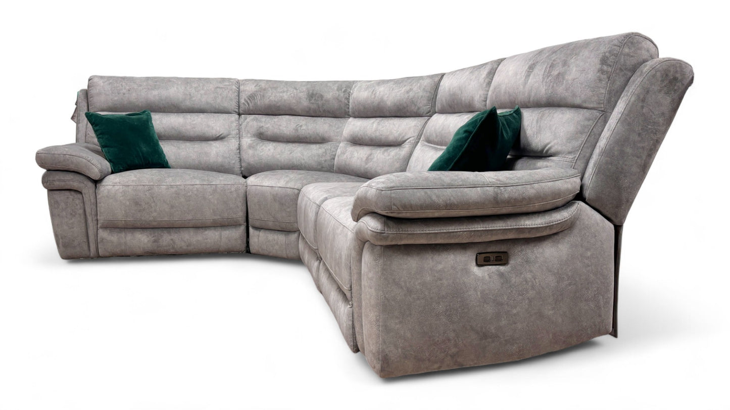 'Berlin' Light Grey Dapple Velvet Power Recliner Modular Corner Sofa
