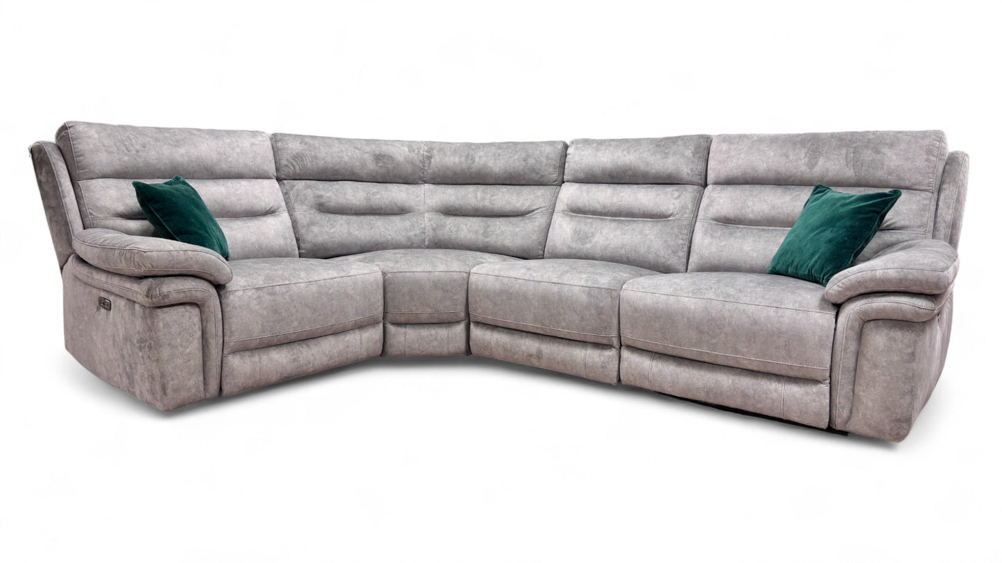 'Berlin' Light Grey Dapple Velvet Power Recliner Modular Corner Sofa