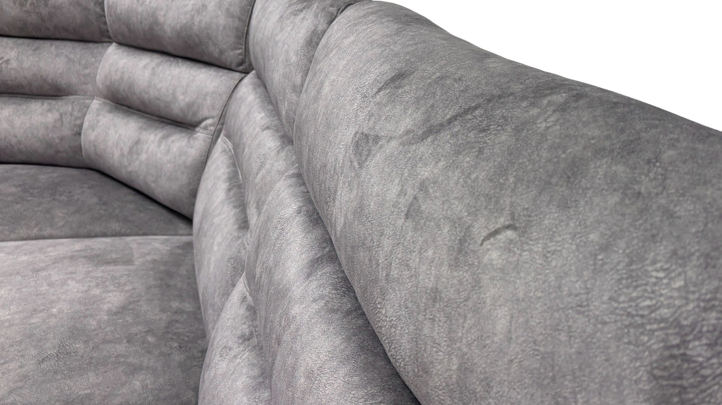 'Berlin' Light Grey Dapple Velvet Power Recliner Modular Corner Sofa