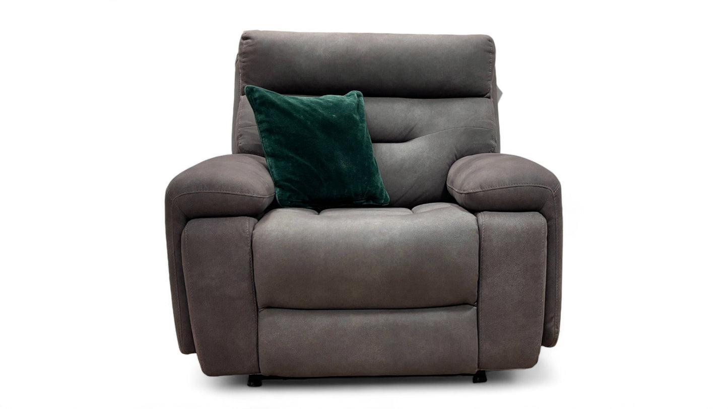 ‘Cinemax' Nappa Grey Media Fabric Power Recliner Chair with Power Headrest