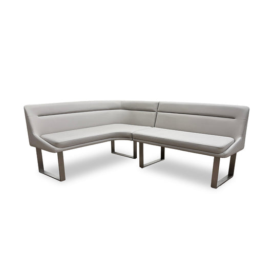 'Avorio' Neutral Faux Leather Left Hand Facing Corner Dining Bench