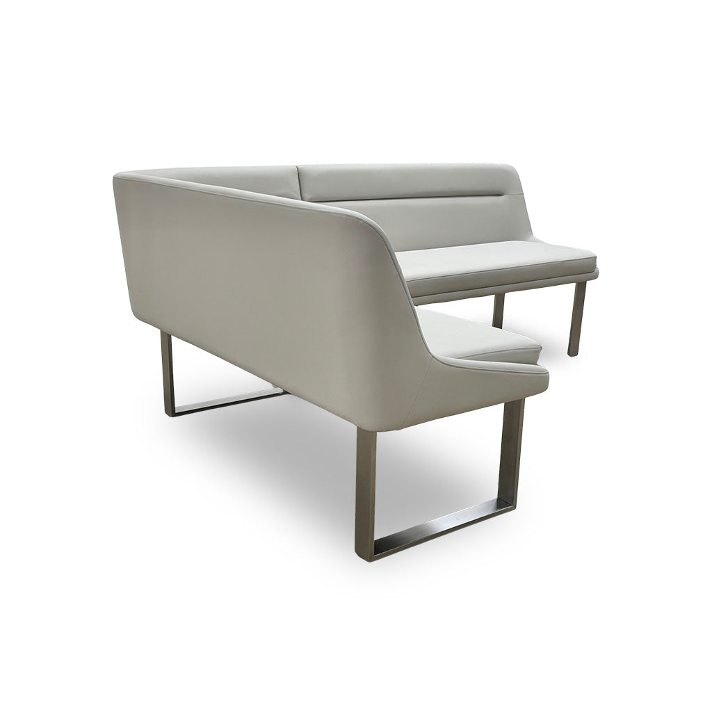'Avorio' Neutral Faux Leather Left Hand Facing Corner Dining Bench