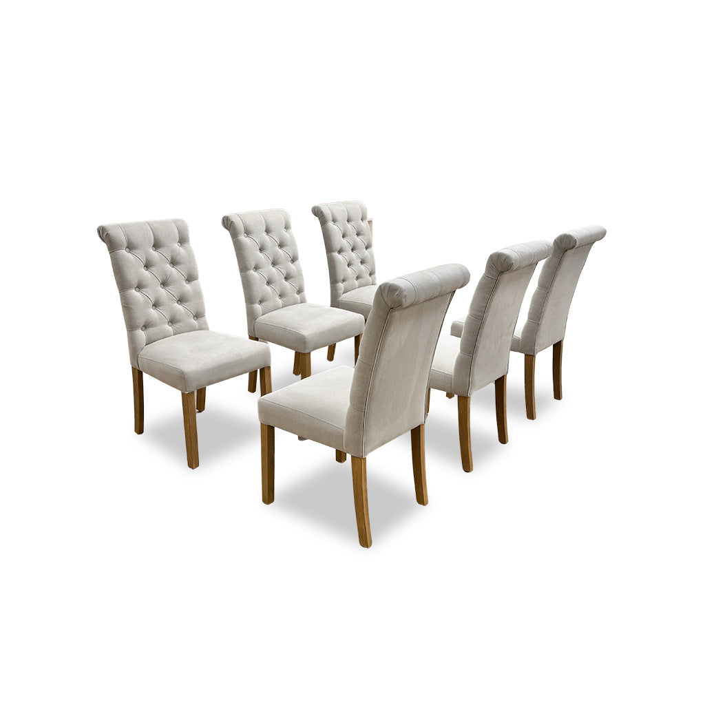 Furnitureland ‘Hamilton’ Taupe Fabric Dining Chairs - Set of 6