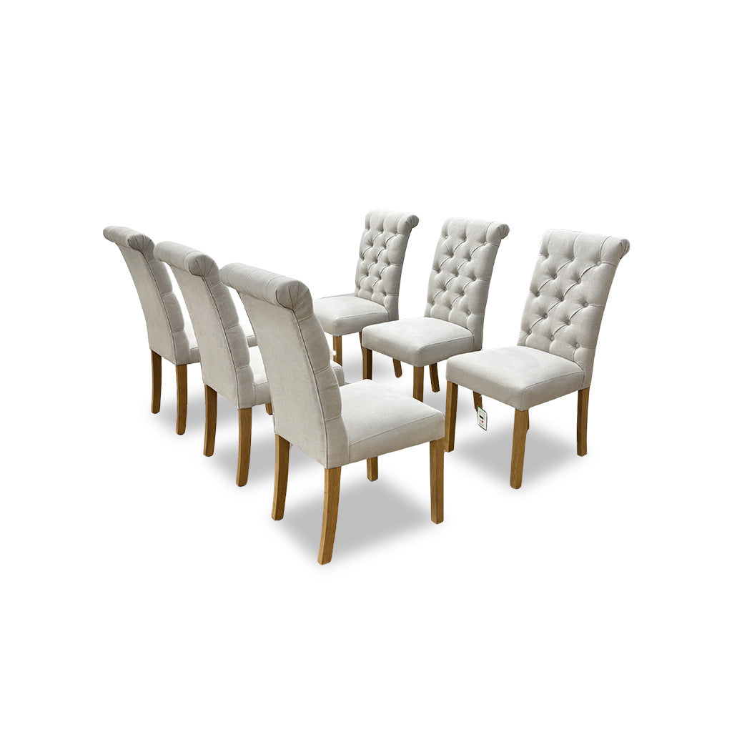 Furnitureland ‘Hamilton’ Taupe Fabric Dining Chairs - Set of 6