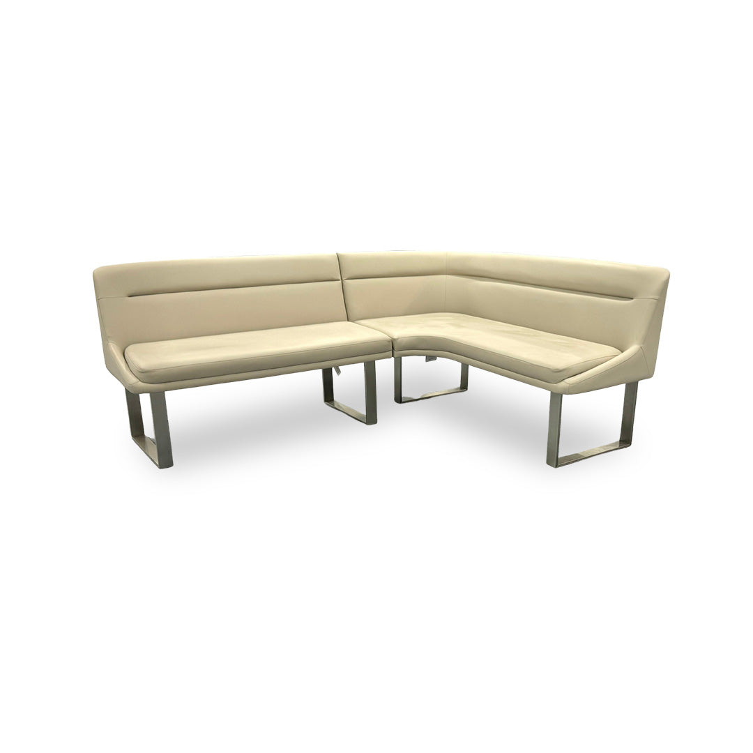 'Avorio' Neutral Faux Leather Right Hand Facing Corner Dining Bench
