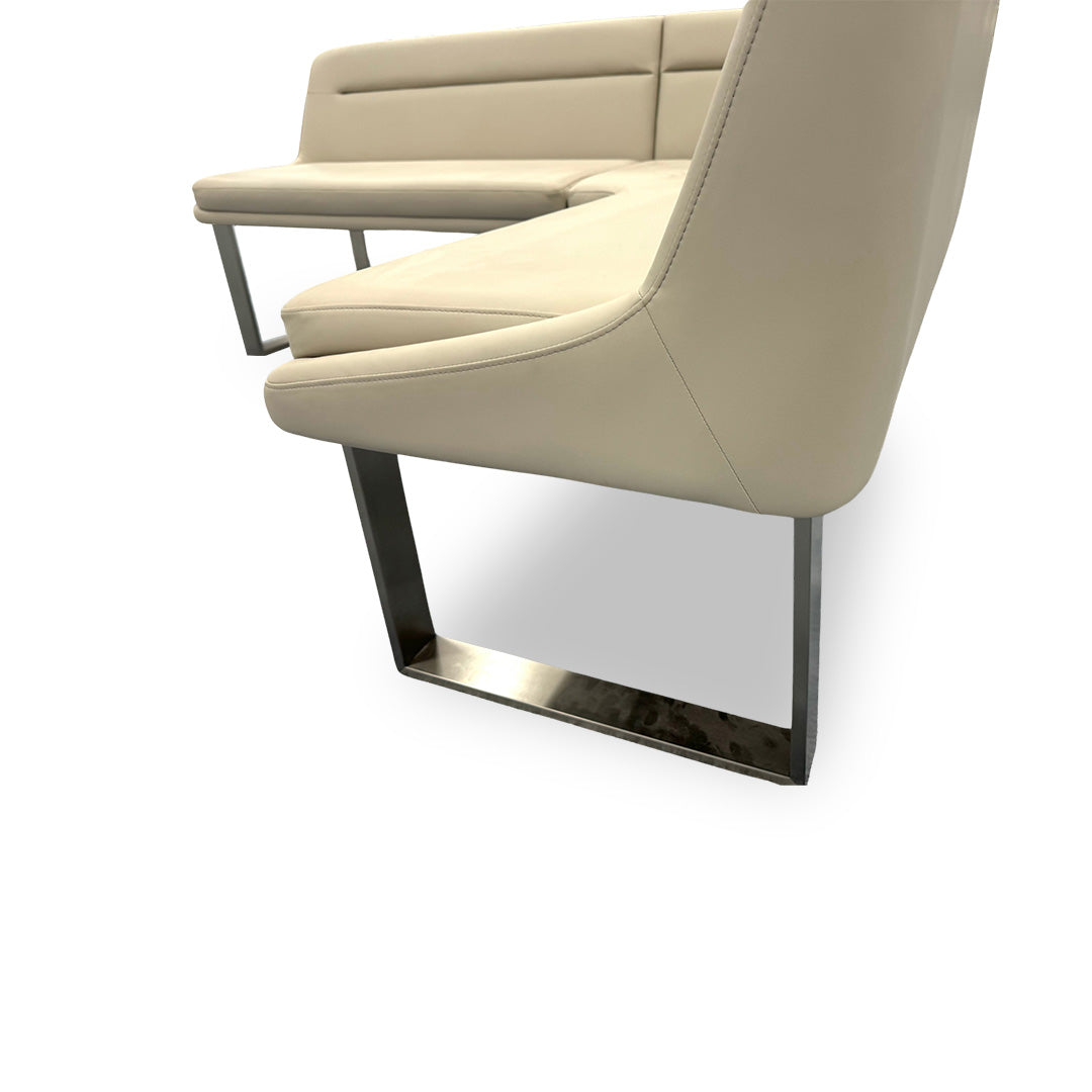 'Avorio' Neutral Faux Leather Right Hand Facing Corner Dining Bench