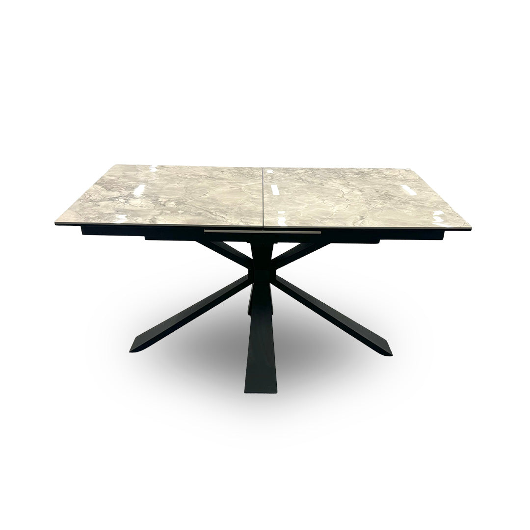 'Crete' White Ceramic High-Gloss Large Extending Dining Table
