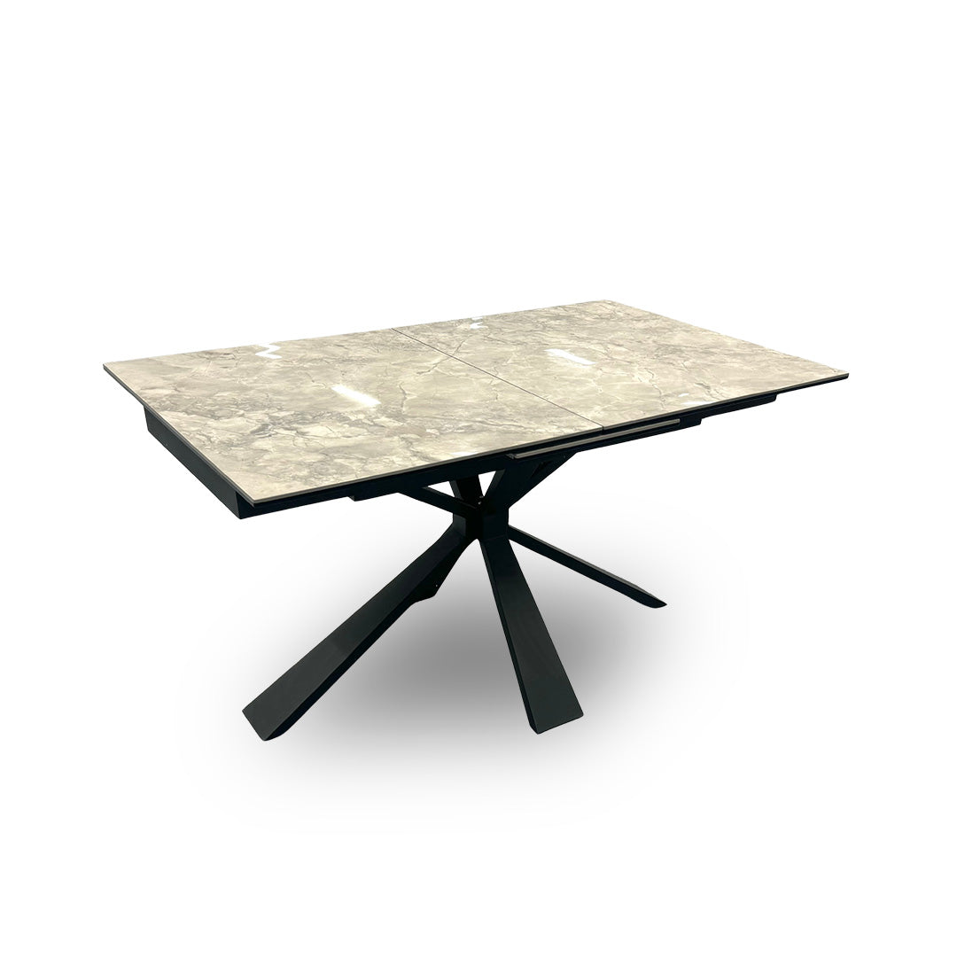 'Crete' White Ceramic High-Gloss Large Extending Dining Table