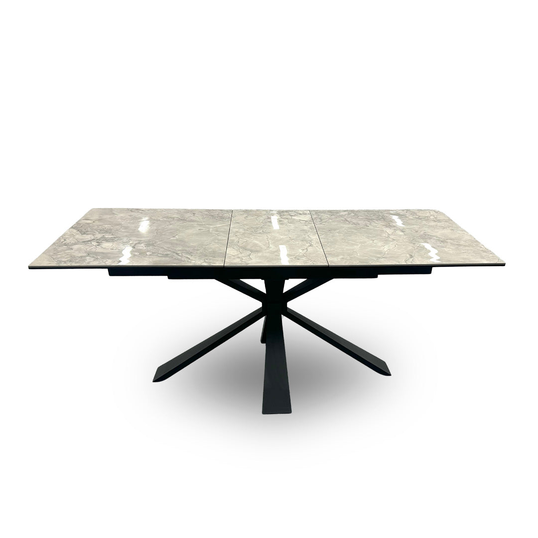 'Crete' White Ceramic High-Gloss Large Extending Dining Table