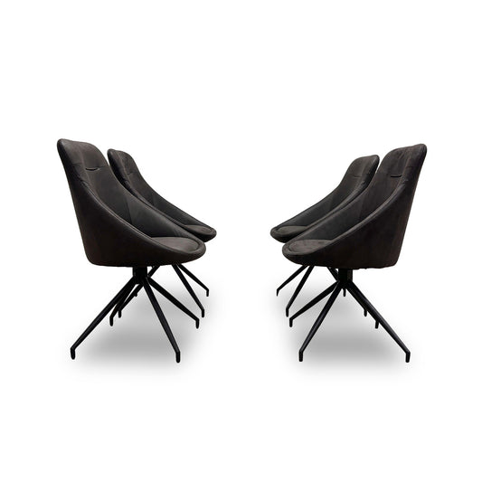 'Hendrix' Grey Faux Leather Set of 4 Dining Chairs