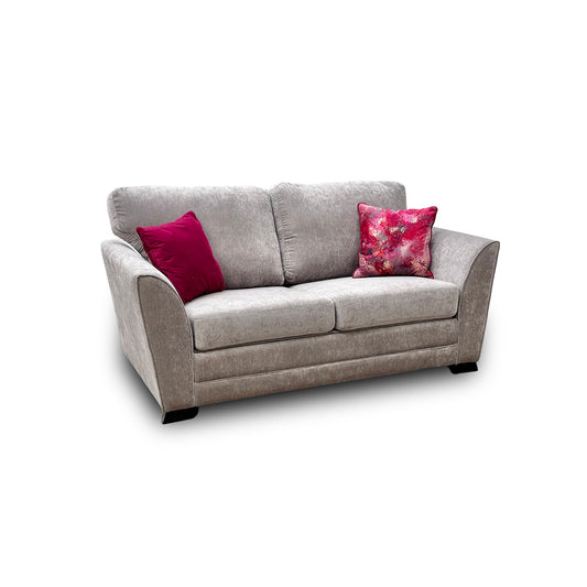 'Poppy' Silver Chenille Fabric Large 2 Seater Sofa Bed