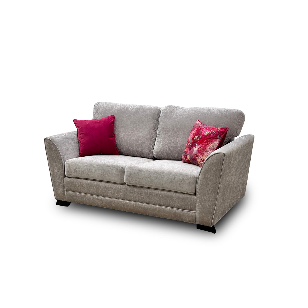 'Poppy' Silver Chenille Fabric Large 2 Seater Sofa Bed
