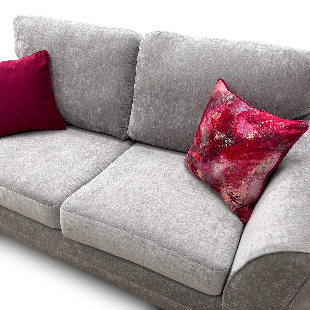 'Poppy' Silver Chenille Fabric Large 2 Seater Sofa Bed