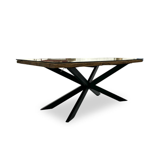 'Kiara' Reclaimed Wood Small 180cm Rectangular Dining Table with Black Legs