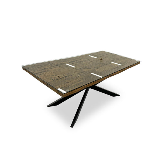 'Kiara' Reclaimed Wood Small 180cm Rectangular Dining Table with Black Legs