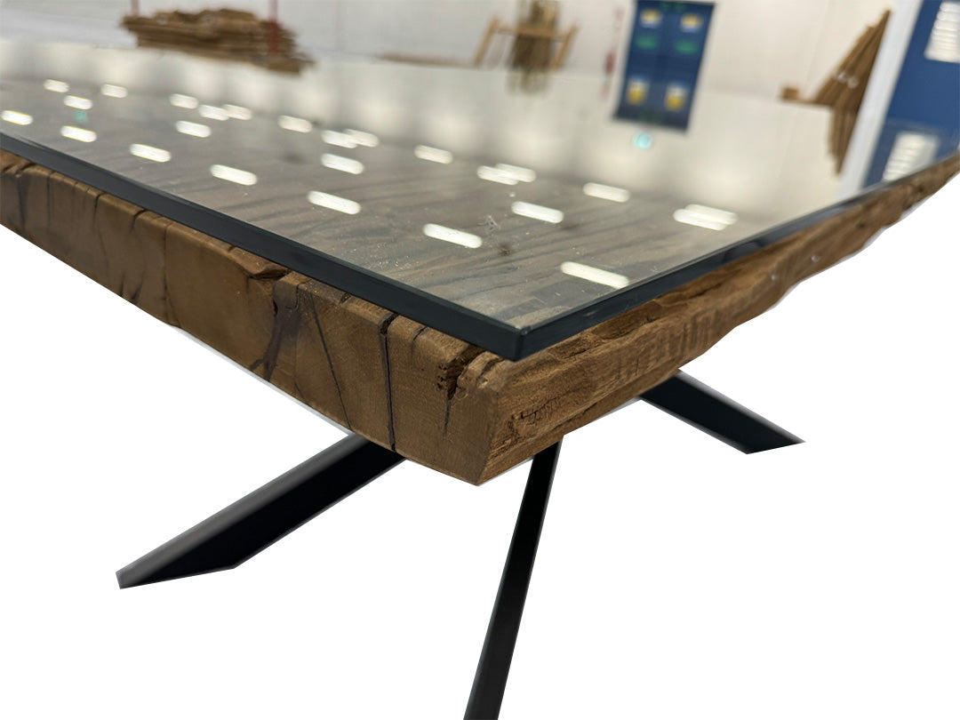 'Kiara' Reclaimed Wood Small 180cm Rectangular Dining Table with Black Legs