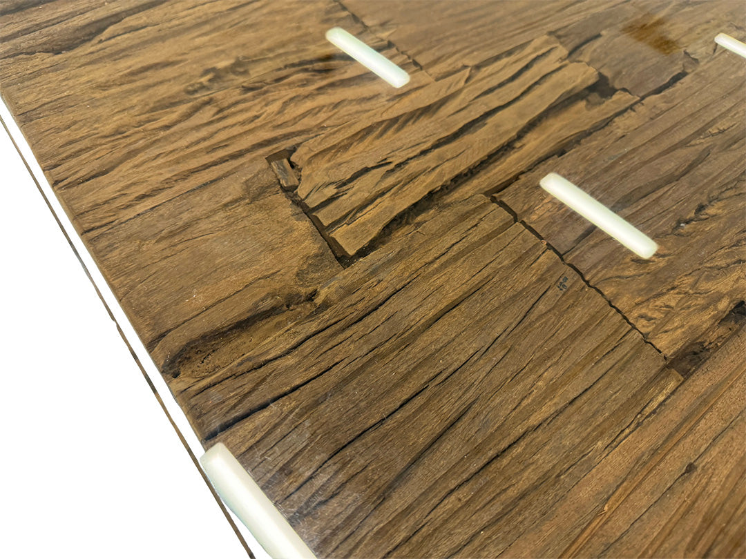 'Kiara' Reclaimed Wood Small 180cm Rectangular Dining Table with Black Legs
