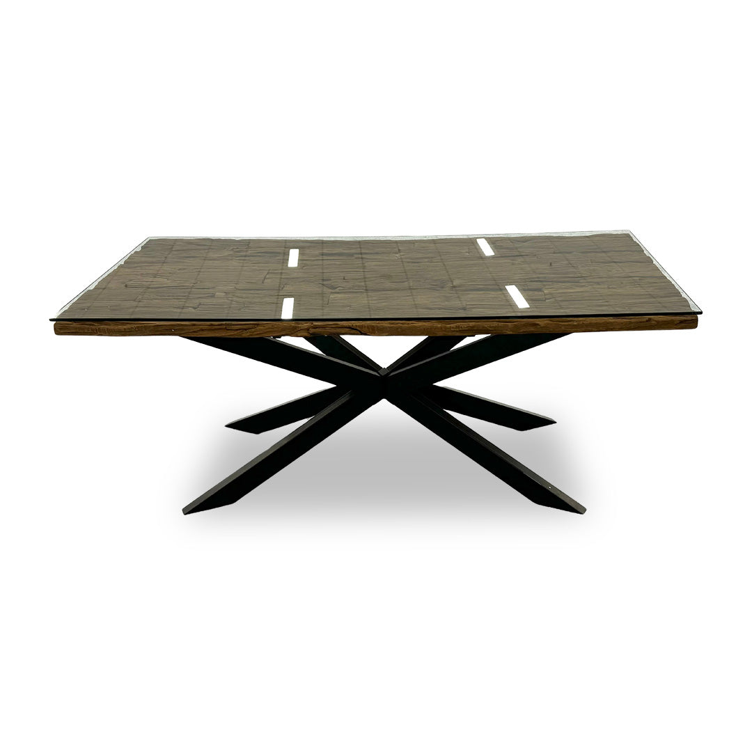 'Kiara' Reclaimed Wood Small 180cm Rectangular Dining Table with Black Legs