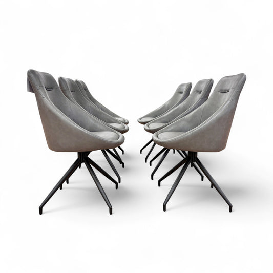 'Hendrix' Grey Faux Leather Set of 6 Dining Chairs