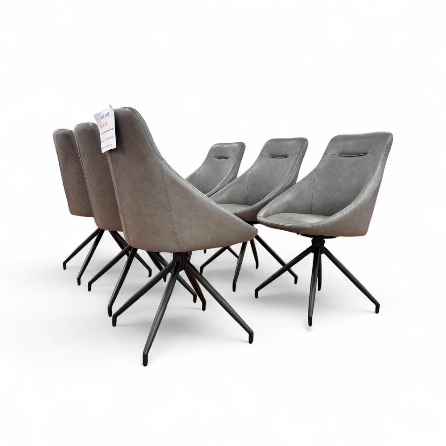 'Hendrix' Grey Faux Leather Set of 6 Dining Chairs