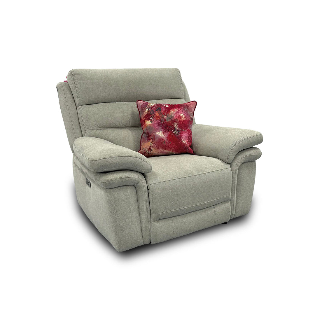 ‘Berlin’ Rosy Light Grey Rs-0102 Fabric Power Recliner Chair