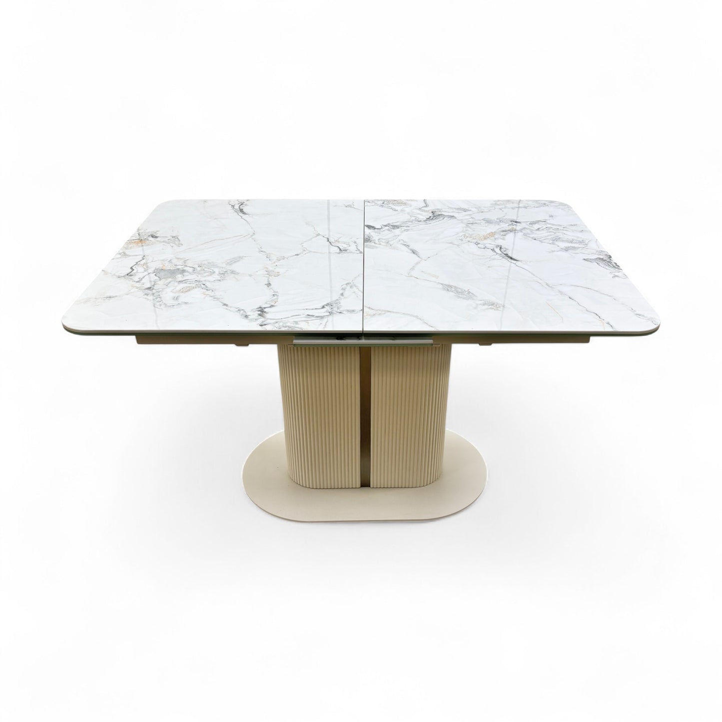 Avorio_ Marble Effect Ceramic Top 130cm Pop-Up Extending Dining Table