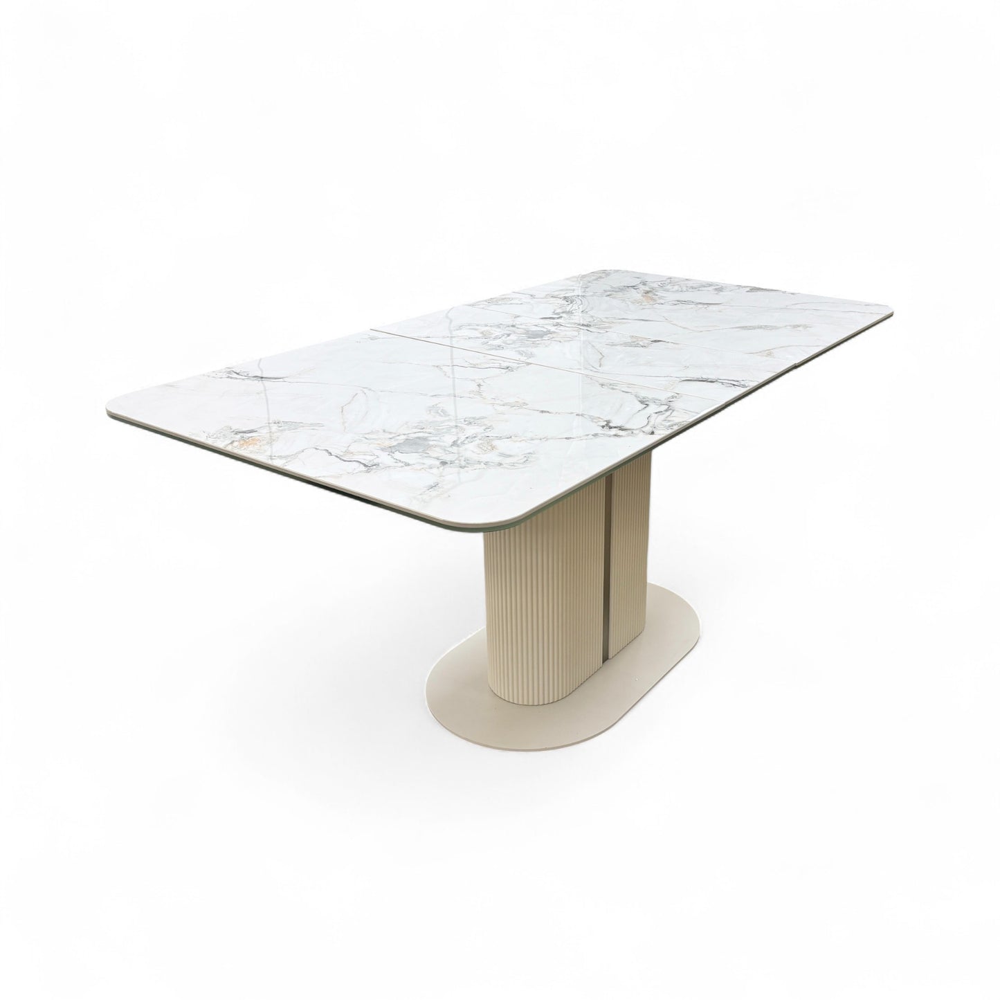 Avorio_ Marble Effect Ceramic Top 130cm Pop-Up Extending Dining Table