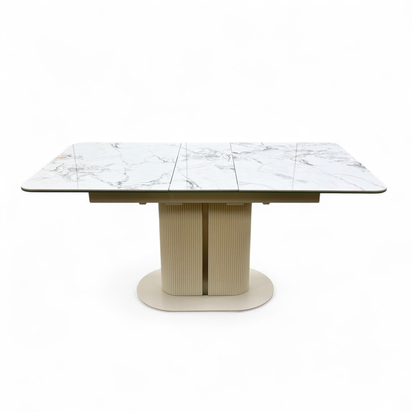 Avorio_ Marble Effect Ceramic Top 130cm Pop-Up Extending Dining Table
