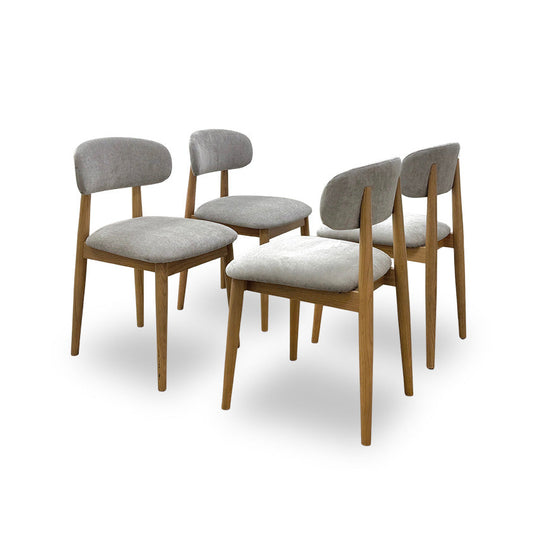 Full View ‘Stockholm’ contemporary dining suite, featuring a matching set of 4 wooden dining chairs beautifully crafted from high-quality Light Oak with a clean minimalist aesthetic.