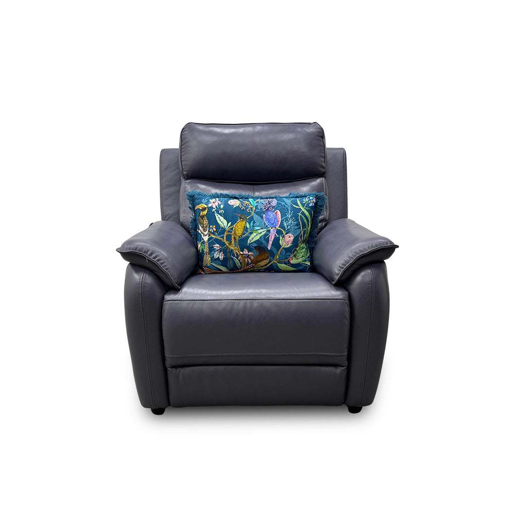 'Oslo' Lavender Grey Leather Power Recliner Armchair with Power Headrest