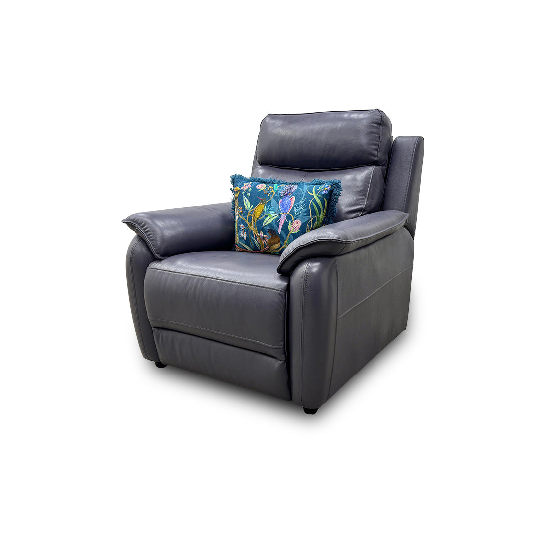 'Oslo' Lavender Grey Leather Power Recliner Armchair with Power Headrest