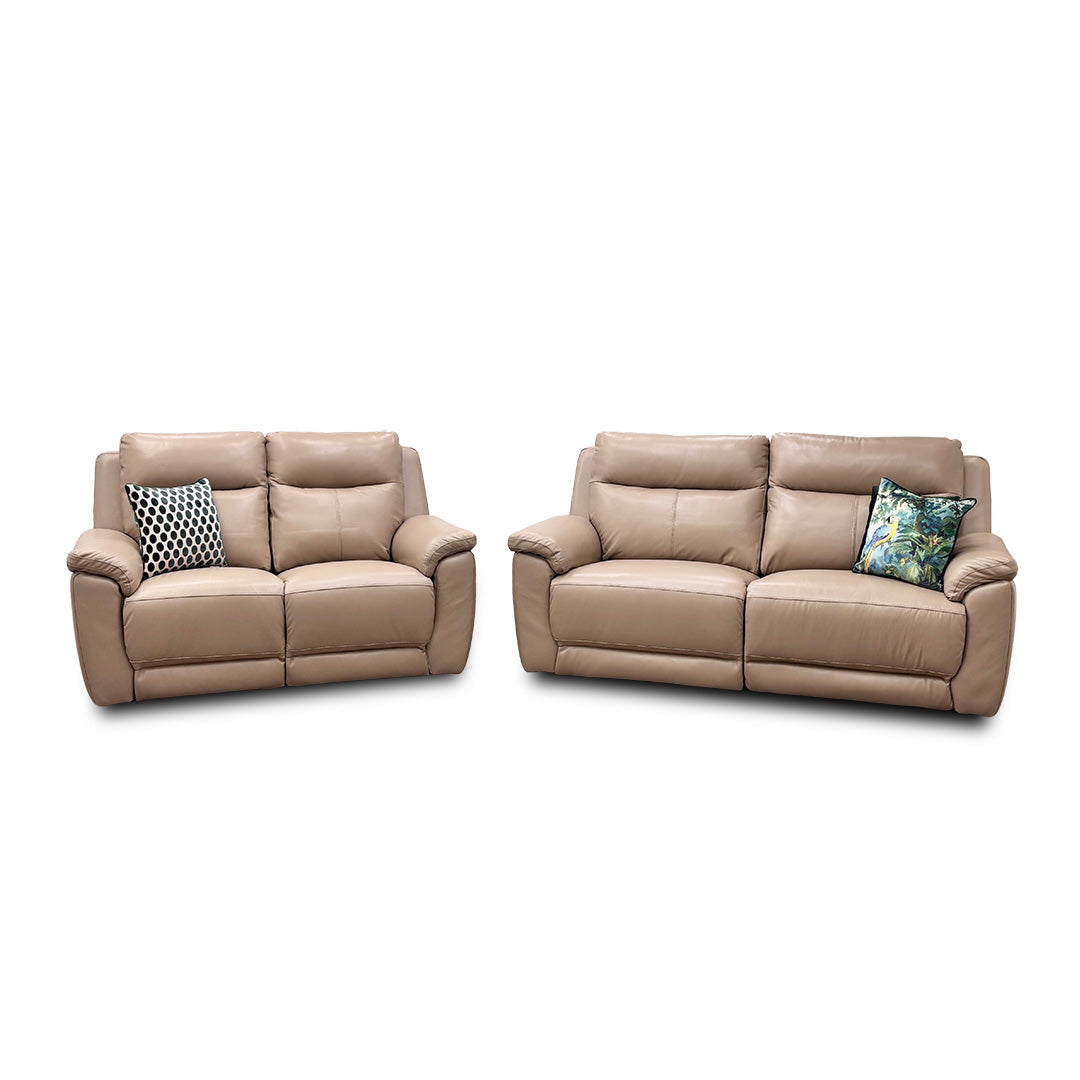 'Bobby' Leather Cat-55/71 Cream 3 + 2 Seater Power Recliner Sofa Set