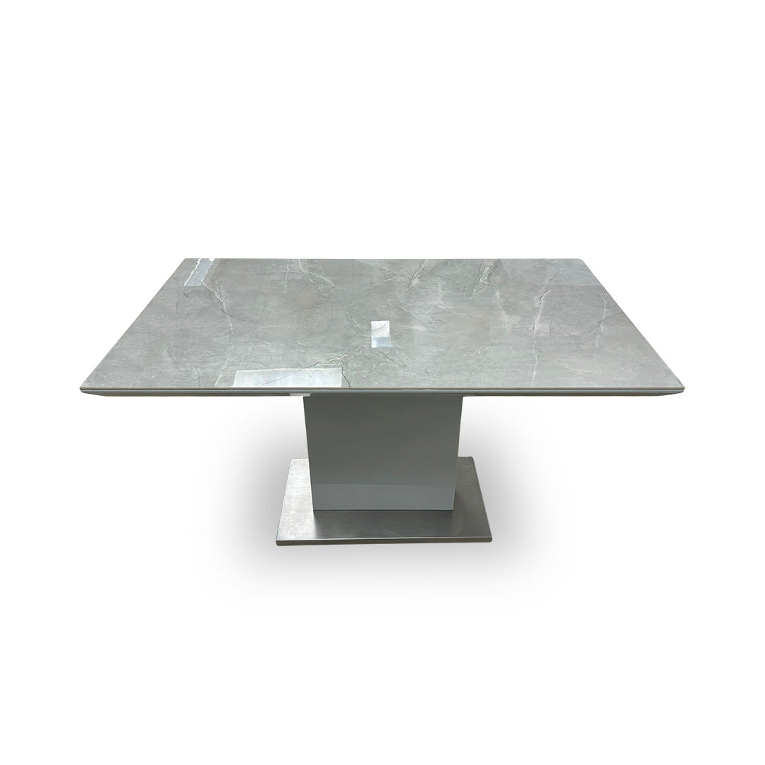 ‘Grigio' Glossy Marble-Effect Fixed Dining Table