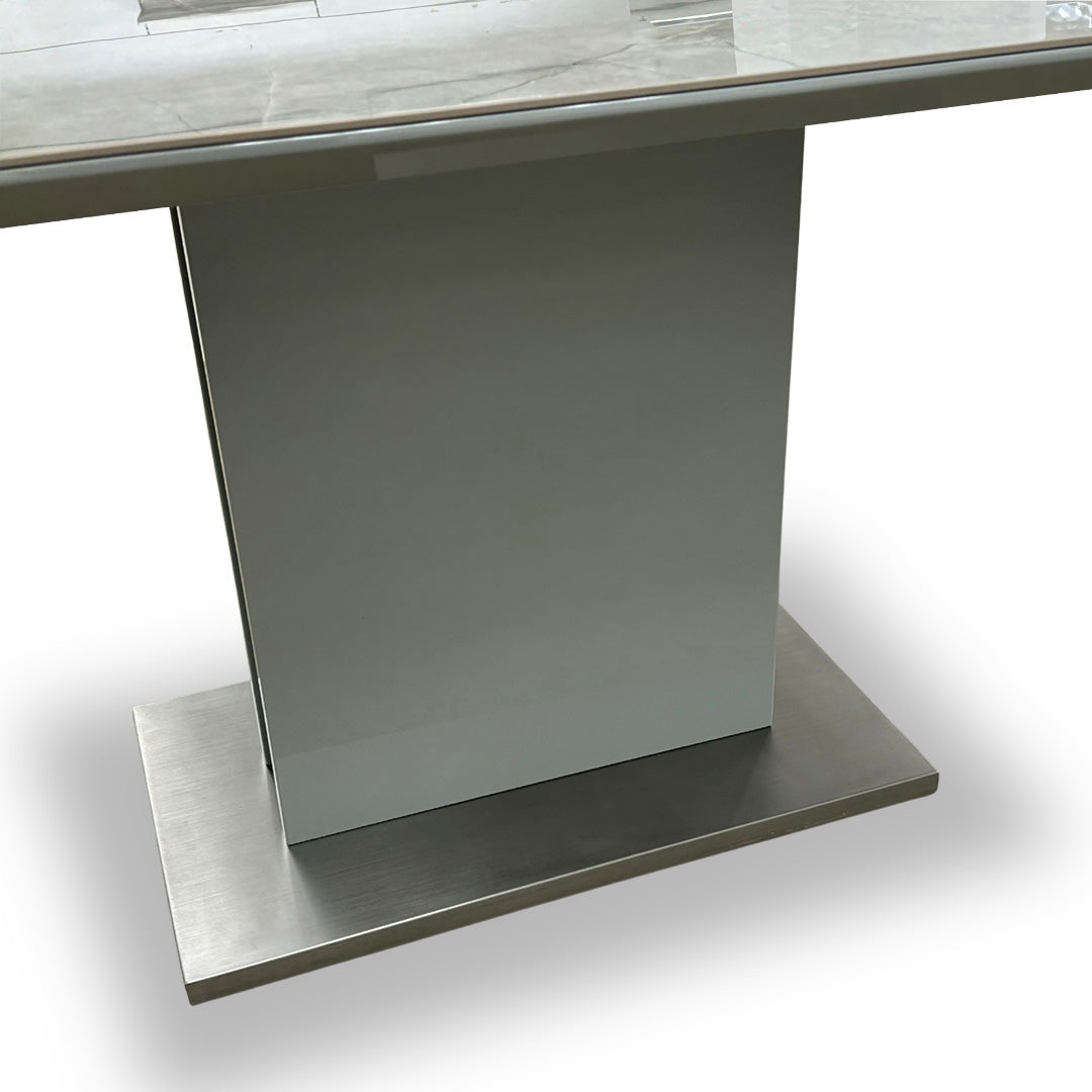 ‘Grigio' Glossy Marble-Effect Fixed Dining Table